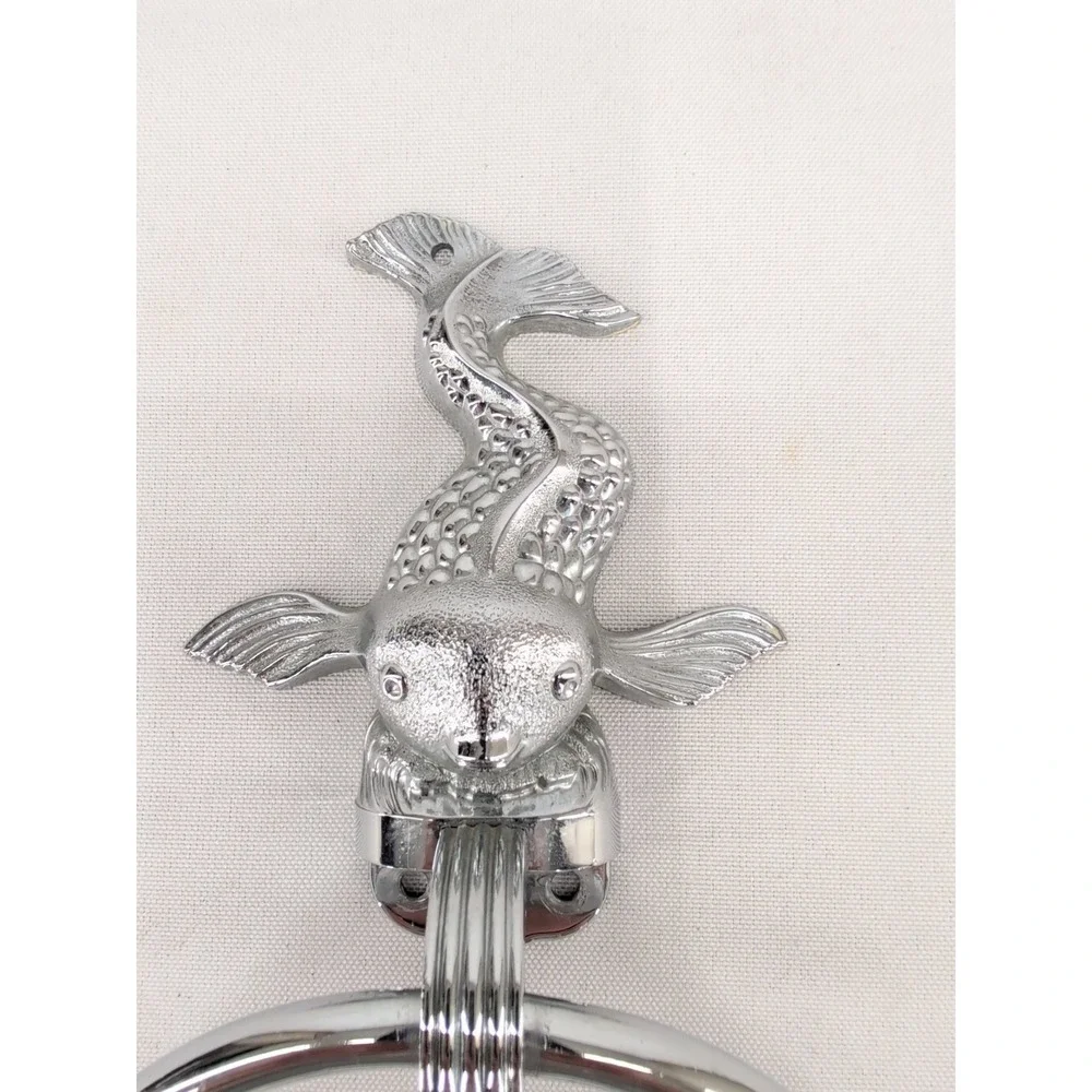 Hall-Mack Towel Ring Chrome Silver Vintage MCM Koi Fish Dolphin